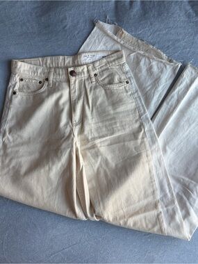 rag & bone Cream High-Rise Straight Jeans